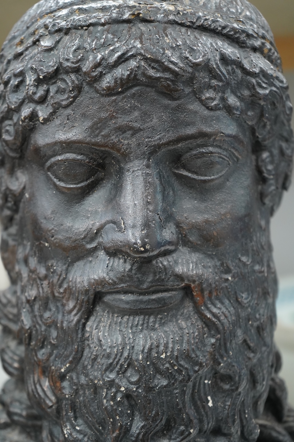 A composition bust of a bearded Greek gentleman, 45cm high